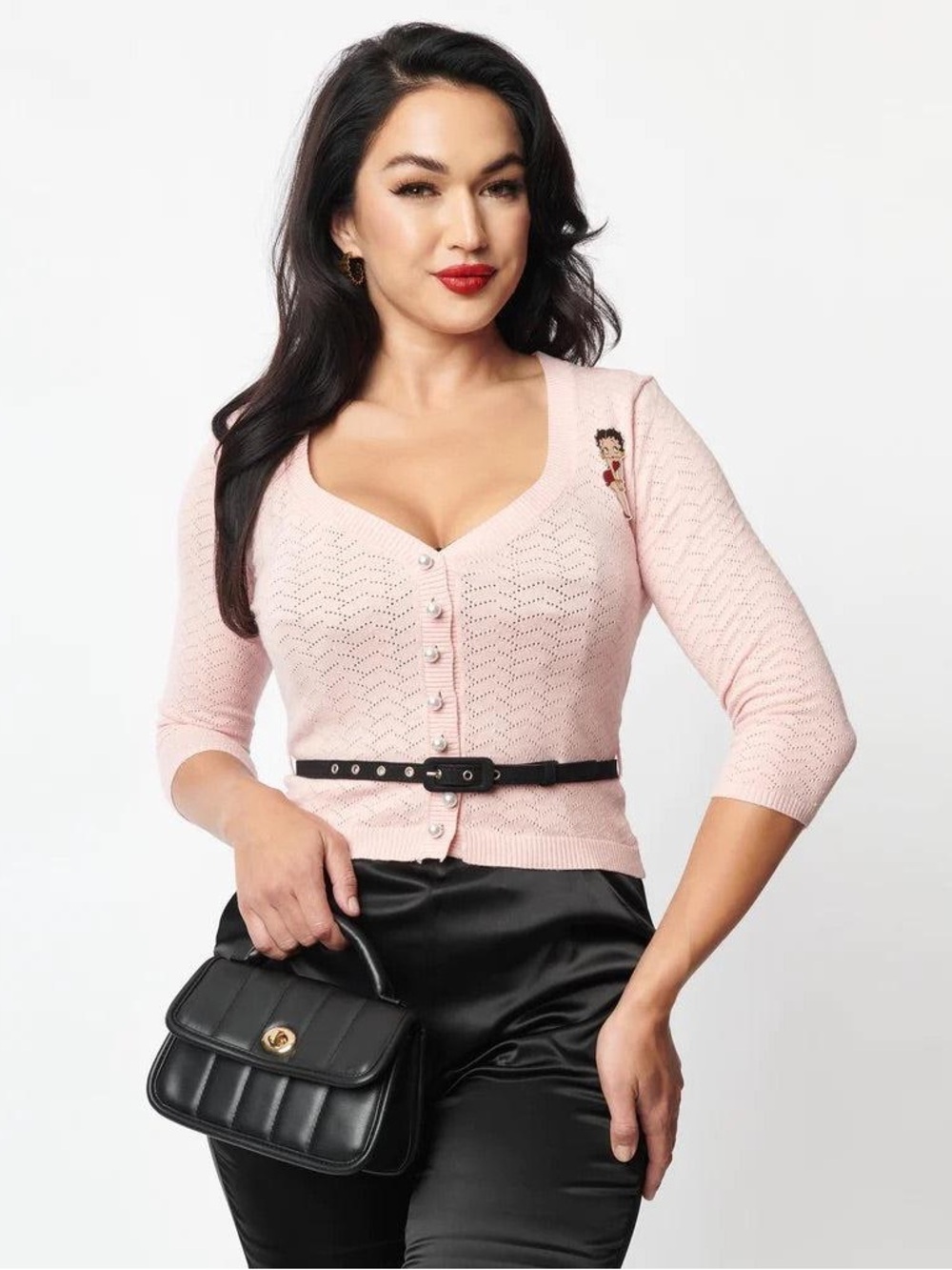Unique Vintage Betty Boop Blush Pink Knit Top